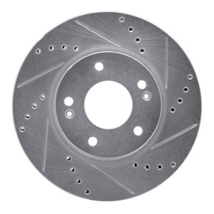 Hyundai Ioniq Brake Rotor (1) - Front Right - R1 Concepts - Drilled & Slotted - Silver - `17-`22